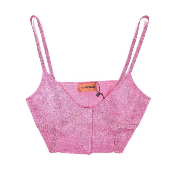 MISSONI Lurex Metallic Knit Corset Crop Top Bralette 90s Y2k Barbie Bratz Girly - Picture 1 of 7